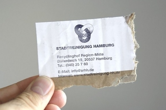 Recycling Visitenkarten für die Stadtreinigung Hamburg #business #cardboard #card #germany #logo
