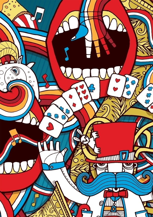 Circus #allan #horse #fairground #stripes #circus #hand #cards #mouth #psychedelic #deas