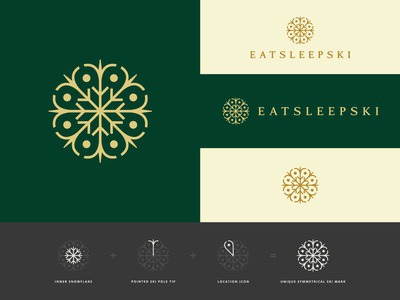 Snowflake Inspired Luxury Ski Travel Logo Design Concept clean logo designer branding brand identity concept minimal logomark logodesign logo location snowflake skiing travel luxury ski
