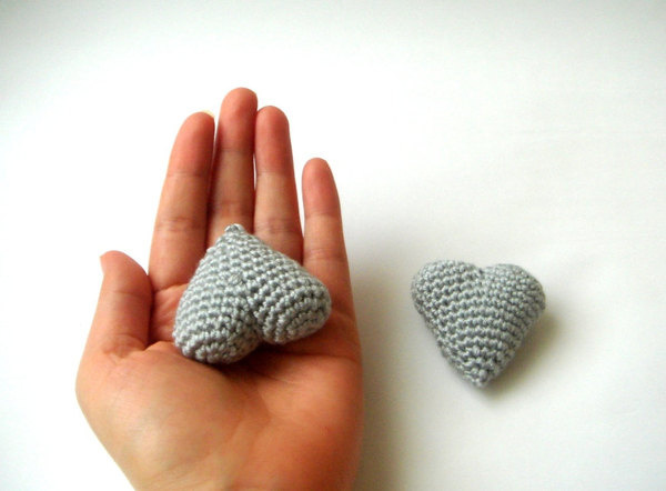 SALE Crochet hearts (set of 2) fathers day #grey