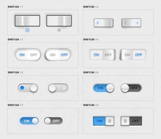 Toggle switches pack Free Psd. See more inspiration related to Design, Mobile, Web, Web design, App, Mobile app, Switch, Interface, Pack, Set, Horizontal, Toggle, Switches and Packs on Freepik.