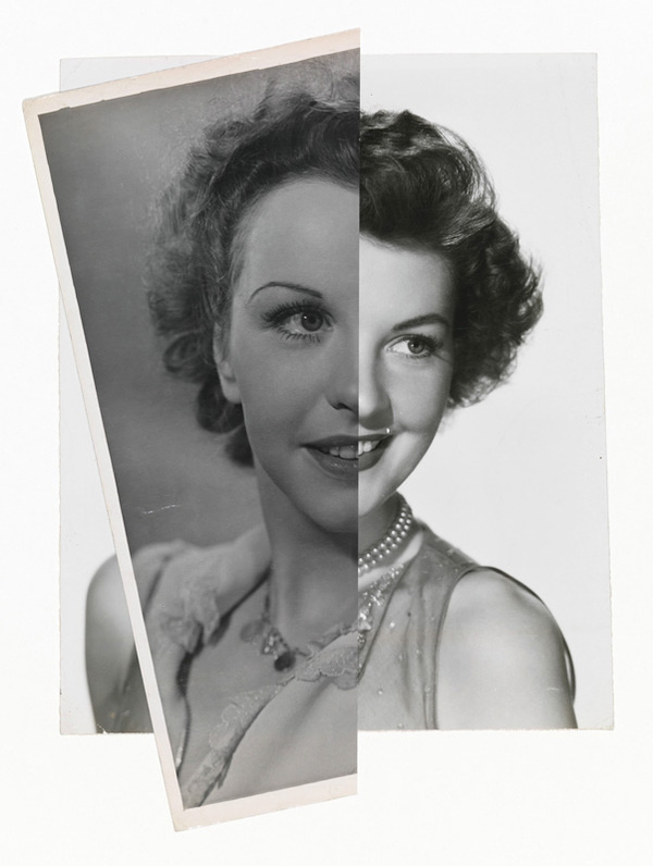 John Stezaker, She (Film Portrait Collage) II2008 collage #fold #white #and #merge #photo #black #portrait #manipulation #vintage #film #combination #collage