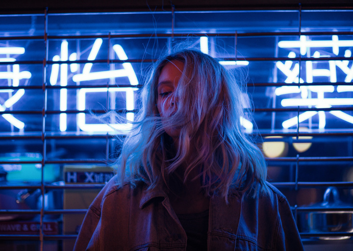 neon girl blue