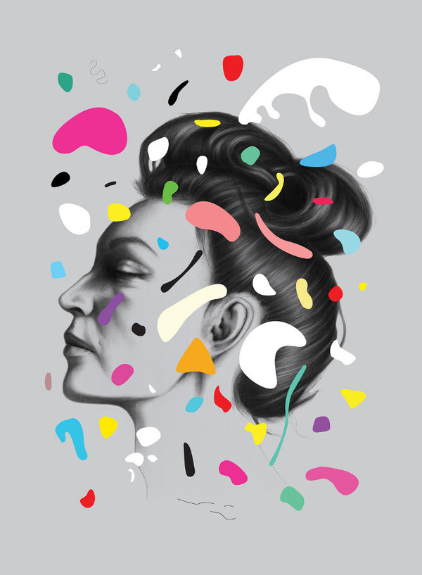 Gala - Oh Yeah Studio via Graphic Porn #design #head #paint #illustration #portrait #colour