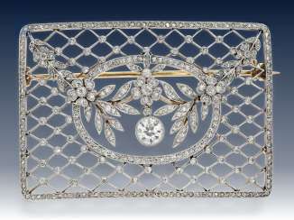 Brosche: antike Diamantbrosche von hervorragender Qualität, vermutlich Russland um 1900