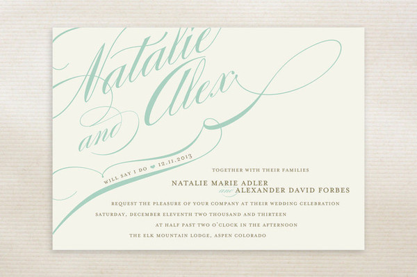 Winter Flourish Wedding Invitations by annie clark | Minted #wedding #lettering #invitation #print #hand #typography