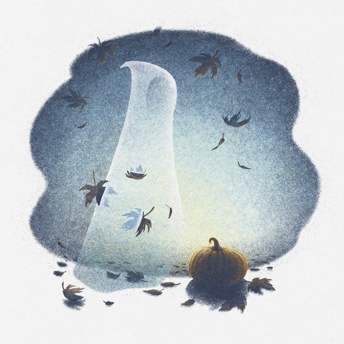 THE ART OF BRIAN LUONG #ghost #halloween #pumpkin #supernatural #illustration #cute #leaves