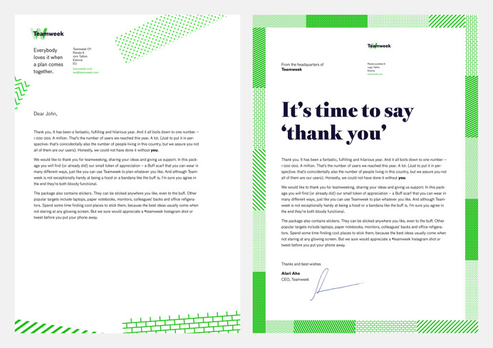 Teamweek letterheads by Fraktal #letterhead #typography #layout
