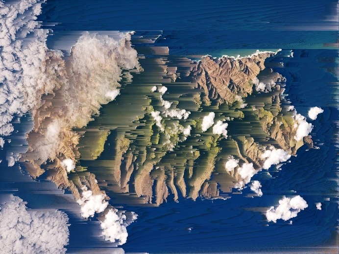 . #land #glitch #aerial #cloud