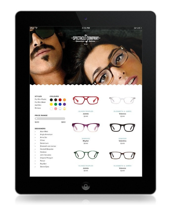 The Spectacle Company #glasses #design #interface #ui #website #eyewear #mobile #web