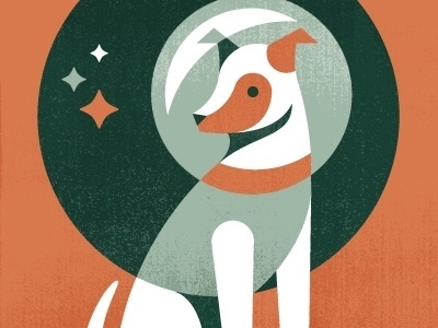 Dribbble - Laika, First Dog In Space by Eric R. Mortensen #illustration