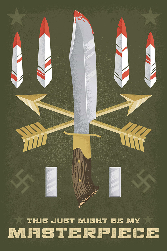 Movie, Poster, Knife, Feather, Illustration, Arrows, Blood, WWII, Texture