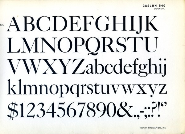 Caslon 540 type specimen #type #specimen #caslon