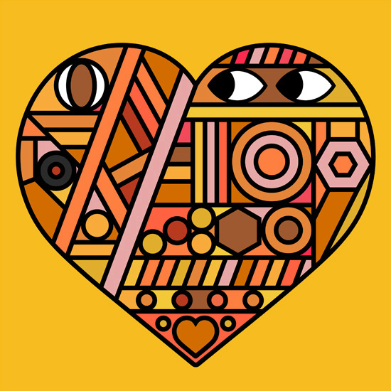 Onesidezero Illustration : Artwork by Brett Wilkinson #heart #yellow #brett #onesidezero #poster #wilkinson