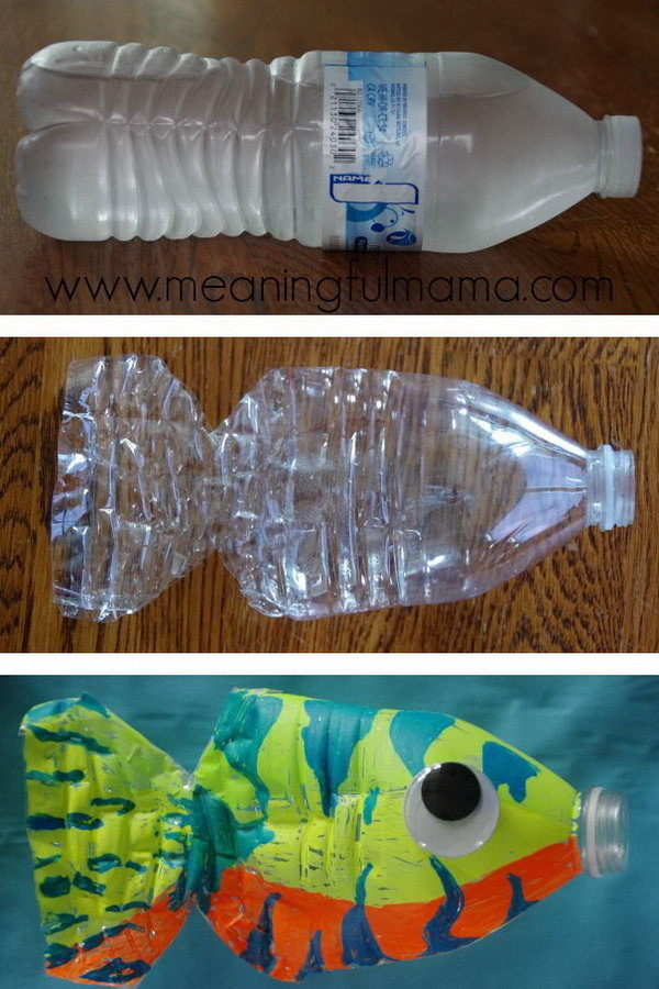 This water bottle fish craft is both easy and fun for kids of all ages. #diy #fish #sea