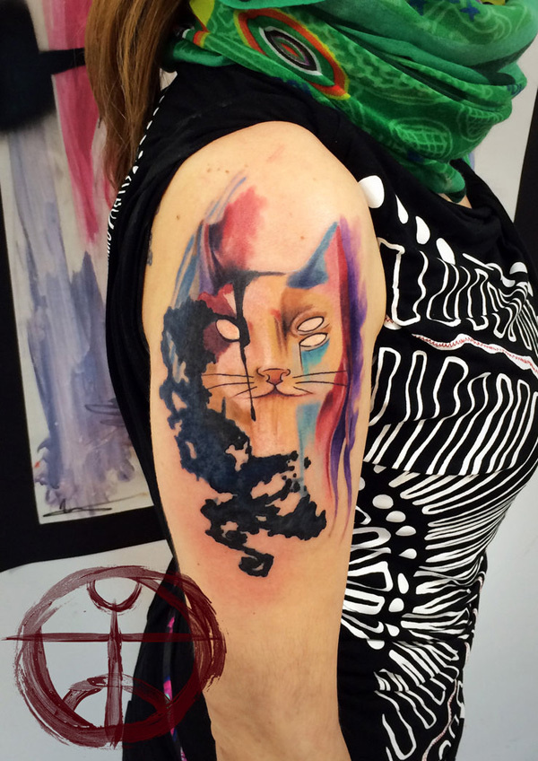 art, tattoo, cat tattoo, abstract, and cat image inspiration on  Designspiration