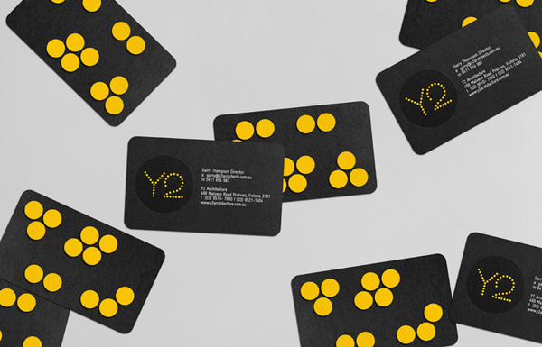 Y2 Architecture #business #card #yellow #bold #circles #black #clean