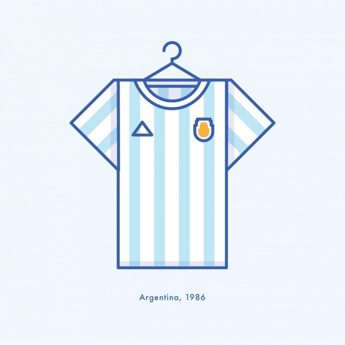Argentina World Cup Winning Football Kit 1986 - Minimal Illustration by Lucas Jubb
