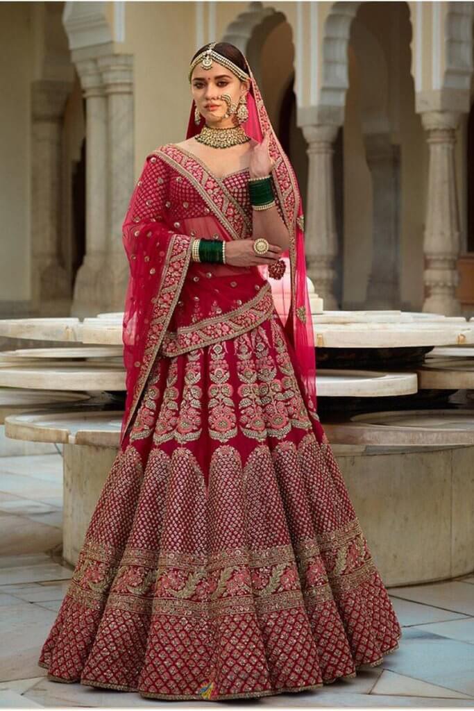 pink shade bridal lehenga