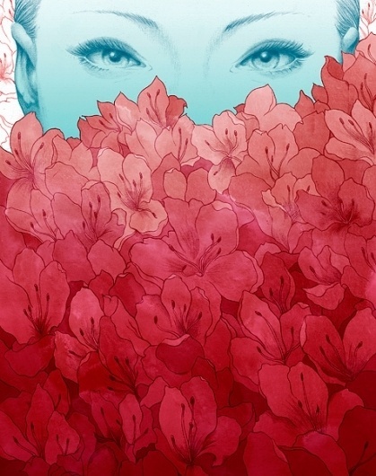 EK Interview: Yuta Onoda | EMPTY KINGDOM You are Here, We are Everywhere #red #woman #illustration #blue #flowers