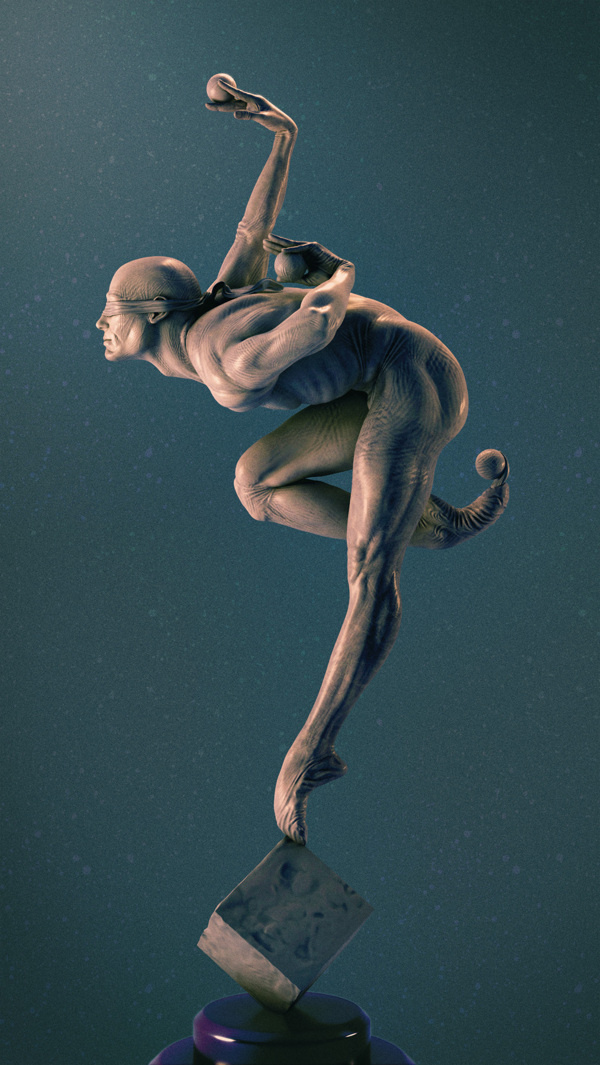 3D Character Portfolio on Behance #form #pose #muscles #blindfold #foot #ballet #tiptoe #balance #surreal #physique