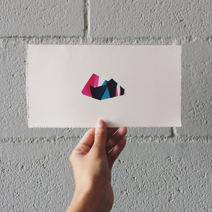 Original Screenprint by Fawna Xiao #screenprint #print #fawna #geometry #landscape #mountains #neon