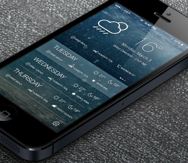 Free Weather App UI PSD for Designer