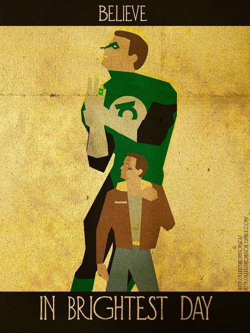 Illustrator Creates Superhero Inspirational Posters DesignTAXI.com #inspiration #lantern #books #art #comics #green