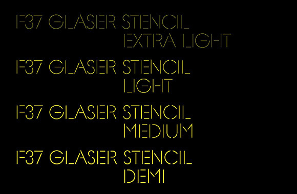 Font News [New Font Release] F37 Glaser Stencil is available. The forgotten lighter weights of Glaser Stencil have now been brought back to
