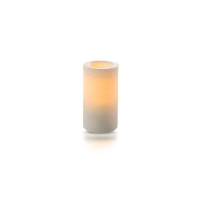 White Round Resin LED Flameless All Weather Outdoor Pillar Candle 15cm x 8cm