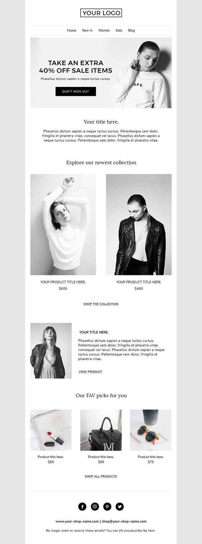 Responsive Newsletter Mailchimp Template Email Template | Etsy