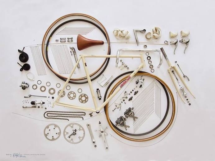 Exploded bicycle print from 'South African Bicycle Builders', an exhibition of locally built bicycle frames - Curated by Nic Grobler & Stan