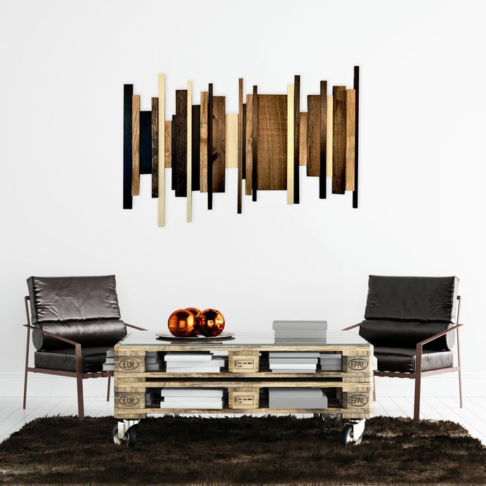 Unique Wooden Wall Art Brown ad Black image 0