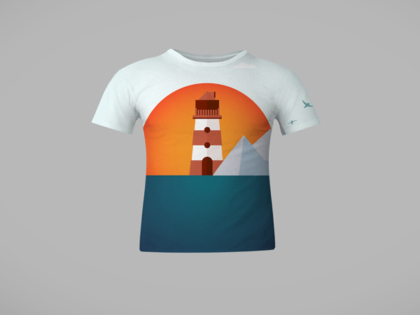 Sun Rise (T-shirt concept) #sun #lighthouse #tshirt #shirt #illustration #sea #rise