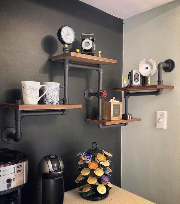 #Modern #Industrial Wood Ladder Pipe Wall #Shelves 