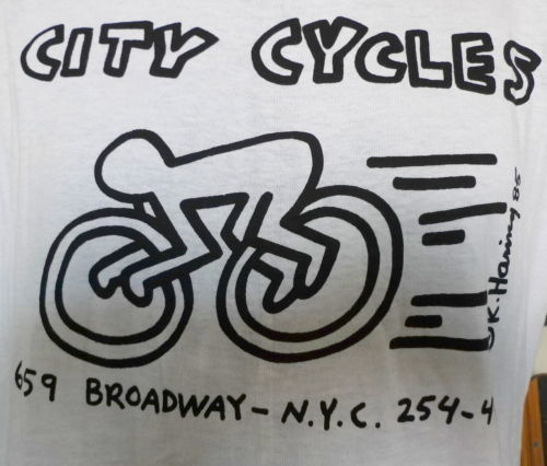 NOS-80s-Vintage-1985-KEITH-HARING-City-Cycles-NEW-YORK-T-Shirt-Large #bikes