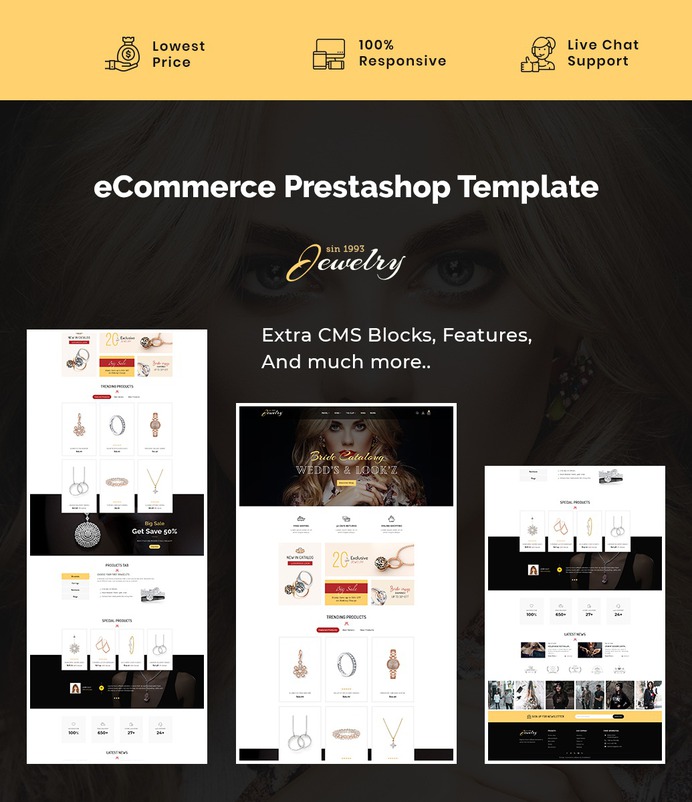 #Jewelry - #Luxury #Imitation Shop - #Prestashop #Responsive #Theme | #TemplateTrip #eCommerce #Website #Design #Template
