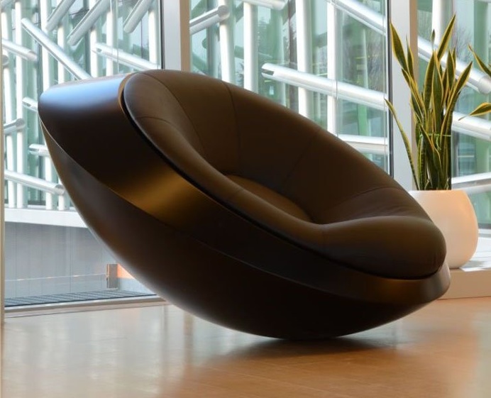 The UFO – Unidentified Furniture Object rocking chair is a futuristic lounge chair. Inspired by the conventional flying saucers or capsule
