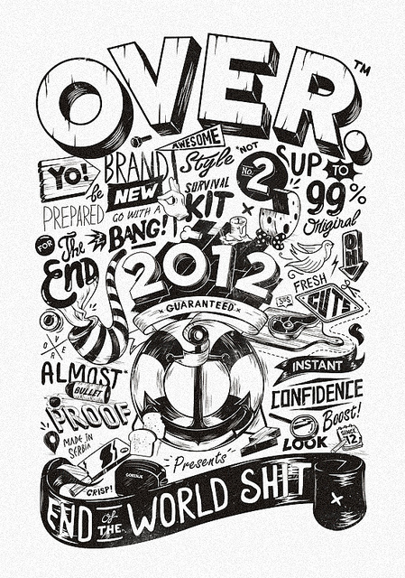 Type OVER 2012 #inspiration #vector #white #black #illustration #vintage #and #typography