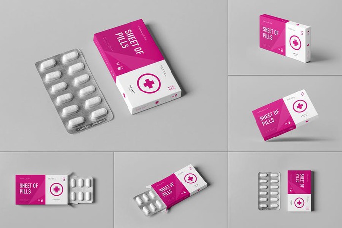 Pills Box Branding Mockup PSD