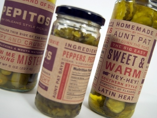 Dever Elizabeth #pickles #packaging #typography #orleans #jar #kraft #pickle #type #package #new