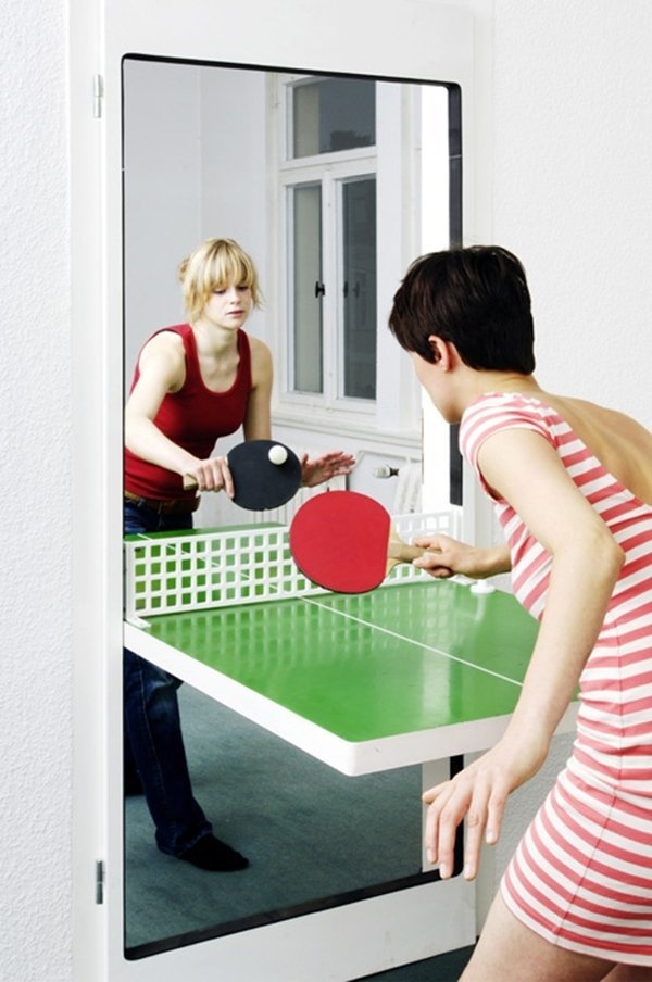Don't have room for a table tennis setup? No worries, try the Ping Pong door! Transforms any doorway into an ad hoc games room! #design #home #product #industrial #fun