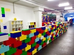 Fun at a play center using modular building blocks called EverBlock #modular #blocks #wall #colorful