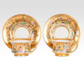 Pair of rare Russian cups with Chinoiserie decor #porcelain