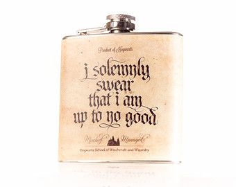 Marauder's Map - I solemnly swear that I am up to no good- Mischief Managed, inspired by Harry Potter - 6oz or 8oz Stainless Steel Hip Flask