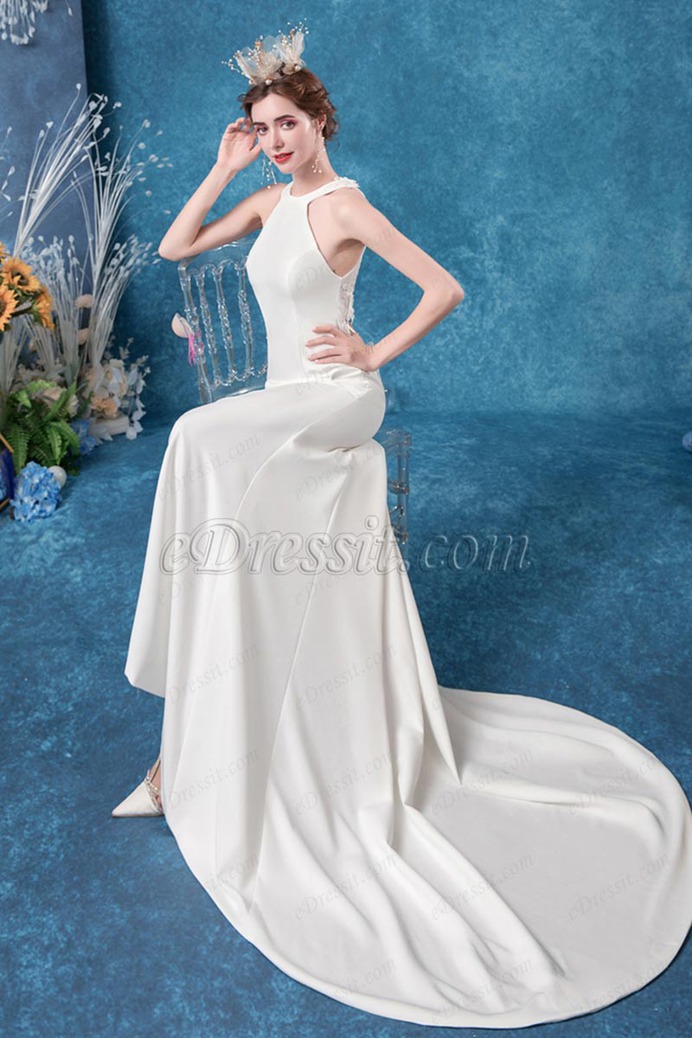 eDressit Sexy Halter Lace Back Long Wedding Bridal Dress (36225207)