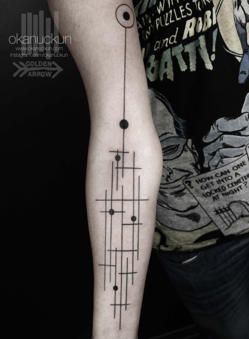 tattoo, linear, graphic, black, dot