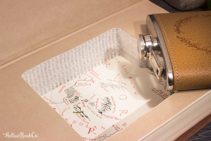 One ring inscription flask with matching hollow book