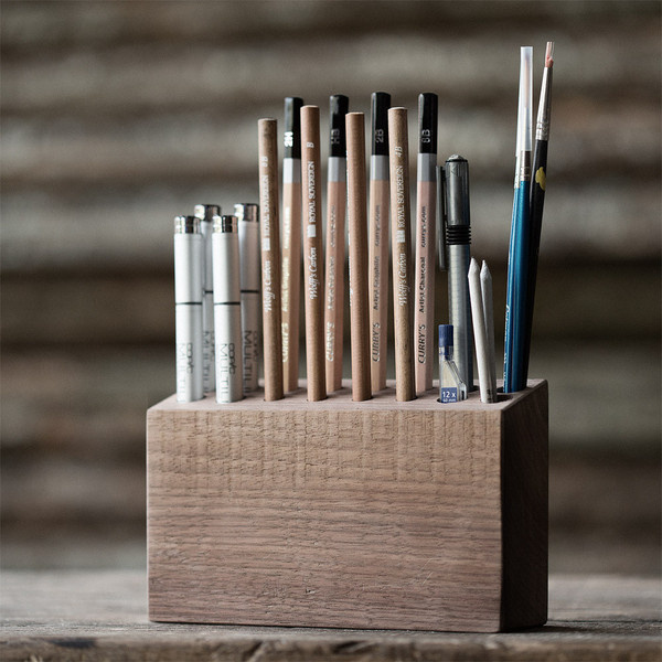 Black Walnut Desk Holster #workspace #walnut #pens #office #caddy #wood #organizer #holster #desk #pencils