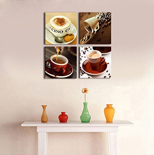 Visual Art Decor Canvas Wall Art Coffee Cups Pictures Canvas Prints Ready to Hang for Modern Coffee Bar Shop Room Home Decor Kitchen Wall Decoration